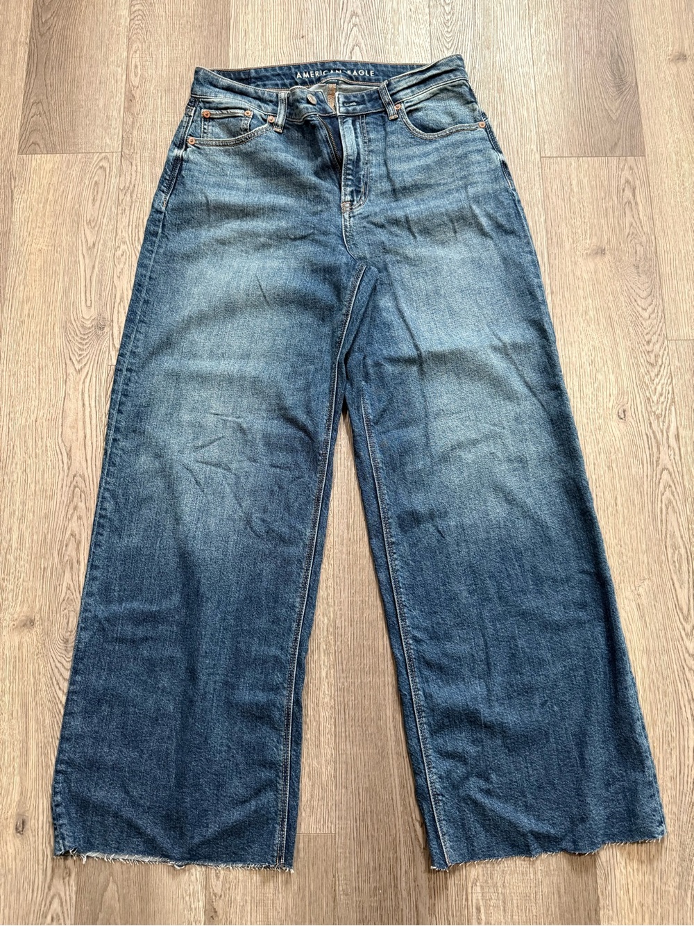 American Eagle Outfitters Wide-Leg High-Rise Jeans - Denim Blue